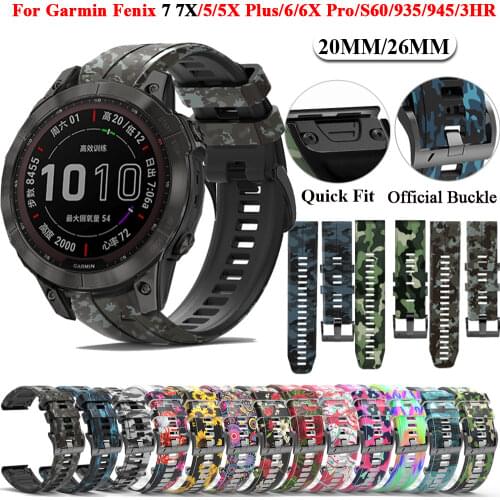 Smart Watch Band Silicone Pringting Strap For Garmin Fenix 6 6X Pro 5X 5 3HR Forerunner 935 945 Quick Release Bracelet Watchband