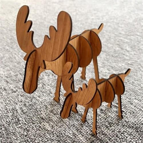 Christmas DIY Wooden Deer Pendant/Assembling Christmas Decorations Wooden Pendants Kid Gift Two size Elk Desktop Decoration Noel