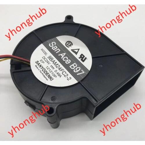 SANYO DENKI 9BAM24FC2-2 DC 24V 0.49A 97x97x33mm 3-Wire Server Cooling Fan