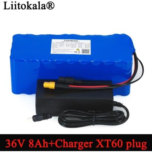 Liitokala 36V 8Ah 500w 18650 Rechargeable battery pack XT60 plug modified Bicycles,electric vehicle Balance car+ 42v 2A Charger