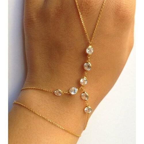 Women Bracelet Jewelry Fashion Gold Silver Color Rhinestone Bracelet&Bangle Hand Chain Dainty Hand Accessories For Women L350