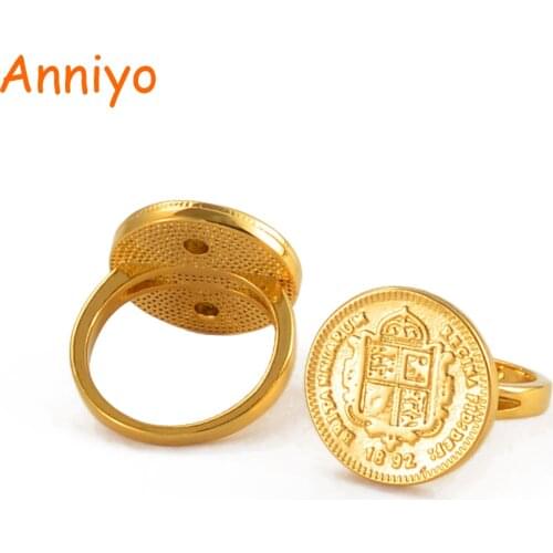 Ancient Mauritian Coin Ring for Women Girls Gold Color Rings Jewelry Cions Mauritian #048511