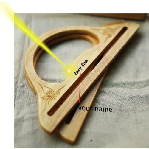 25x10.5cm thick 0.8cm solid wood handle free laser engraving name logo women bag making accessories 1pair