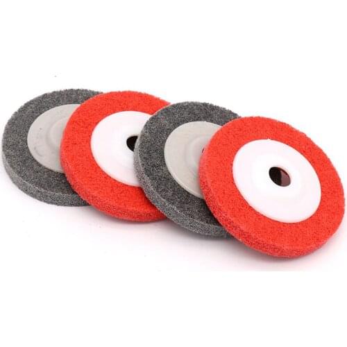 1PCS 100*16mm Fiber Polishing Wheel With Cap Nylon Disc Abrasive Pad Gray Rred Color For Metal Wood Plastic Polishing