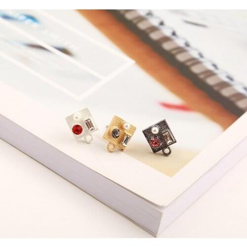 Personality square blocks with earrings DIY homemade earrings jewelry accessories handmade materials 10pcs