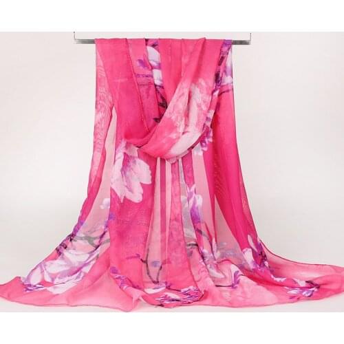 160*50cm Spring and summer Print woman Scarf Oversized Chiffon Leaves Scarf Women Pareo Wrap Sunscreen Long Cape
