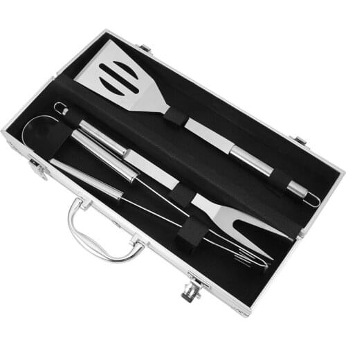 3PCS Stainless Steel BBQ Tools Set Barbecue Grilling Utensil Accessories Camping Outdoor Cooking Tools BBQ Grill Utensil Set