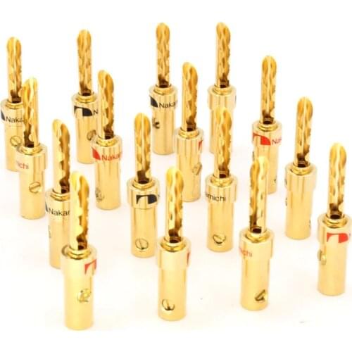 8pcs Black Red High Quality 4mm Nakamichi Banana Plug For Video 24K Gold Plated Speaker Copper Adapter Audio Connector