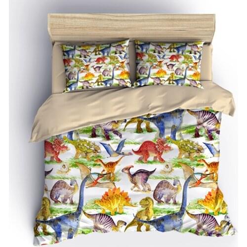 AHSNME 3D Effect Dinosaur Cover Set Summer Bedding Set Cartoon Dinosaur Customized King Queen Bed Set