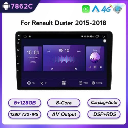 6+128G Android 4G 8cores Car Radio For Renault Duster 2015-2018 Multimedia Video Player RDS DSP GPS Navigaion Head unit
