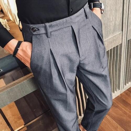 Spring and summer trousers male Korean version slim men all-match casual pants trend nine points suit pants straight leg trouser