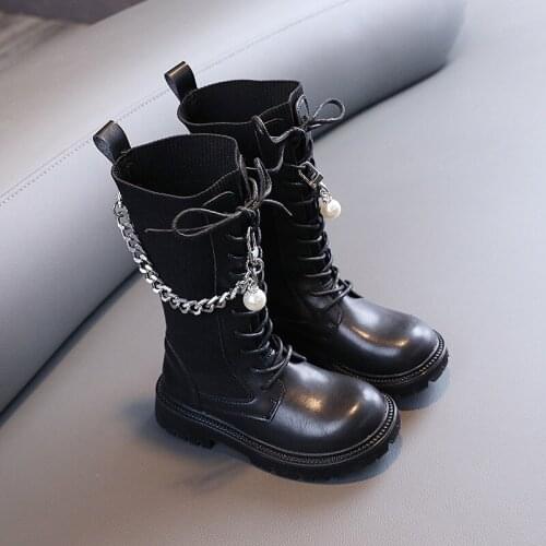 Childrens Martin boots 2021 autumn chain boy and girl high-top tide boots student high boots