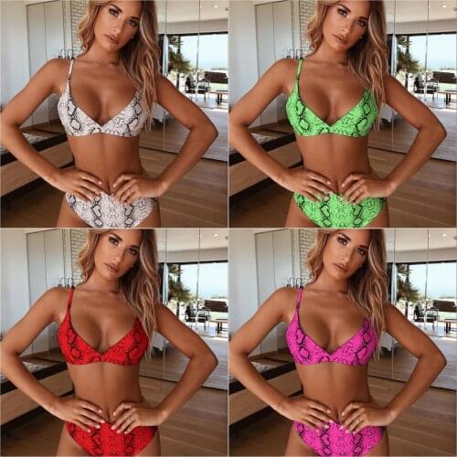 Dropshipping New Hot Selling High Waist Micro Bikini Bathing Suit Snakeskin Leopord Pattern Printed Sexy High-waisted Bikini
