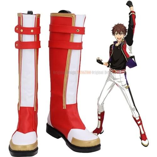 Ensemble Stars Morisawa Chiaki Cosplay Boots Red Leather Shoes Custom Made Any Size