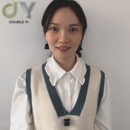 Flocked Doll Pendant Decorations Joker Sweater Chain Animal Keychain Earrings Bear Pendant A Set Of Four Blcak