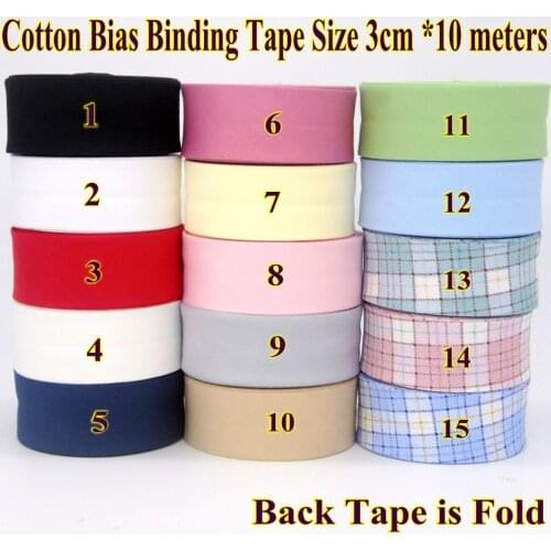 Cotton Bias Binding Tape Size 3cm *10meter solid color DIY handmade sewing material Bias Tape