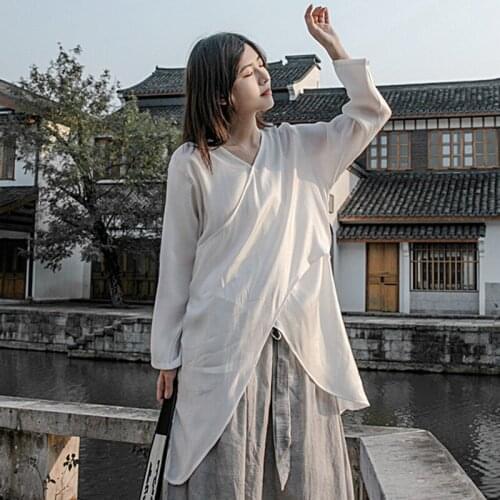 Женские атласные рубашки Johnature China At AliExpress