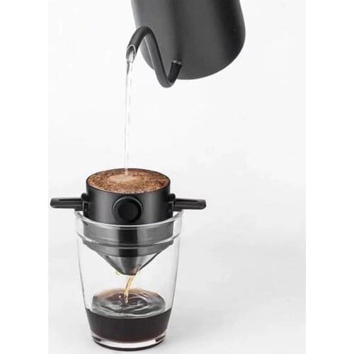 Coffee Filter Portable Eco-friendly Heat Resistant Stainless Steel Double-layer Drip Coffee Filter Supplies Outdoor Filter Cup