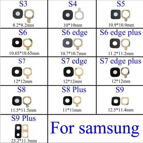 YuXi Back Rear Camera Glass Lens Cover Ring with Sticker Glue for samsung Galaxy S3 S4 S5 S6 edge + S7 edge S8 s8plus S9 plus