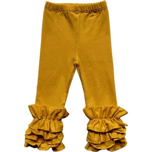 New Baby Girls Ruffle Leggings mustard Olive Teal Dark Peach Plum Dust Pink Triple pants Toddler Newborn Kids Icing leggings