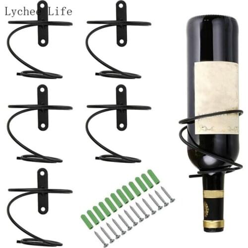 Lychee Life Metal Wall Mounted Wine Rack Red Wine Bottle Holder Irregular Shaped Adult Bottle Display Home Decoration