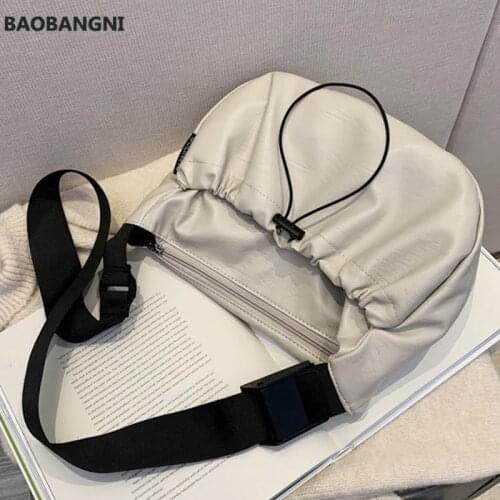 New Womens Fashion Bag Trendy Baguette Female Wide Strap Shoulder Bags Leather Solid Messenger Solid Crossbody Bags