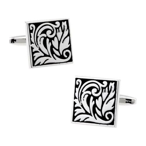 Men Jewellery Royal Wholesale Black Colour Copper Square Royal Engraved Style Best Gift For Men Cuff Links