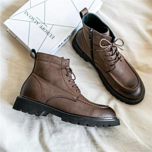 Yomior Real Leather Zipper Men Vintage Ankle Boots High Quality Autumn Winter Thick Bottom Cowhide Shoes Desert Outdoor Boots