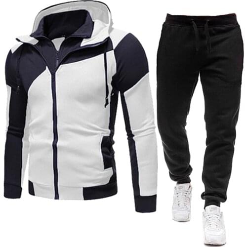 2020 Autumn Men Sets Hoodies+Pants Outfit Male Hooded Tracksuit Suits Sportswear Zip up Coats Winter Men Clothing Ropa Hombre