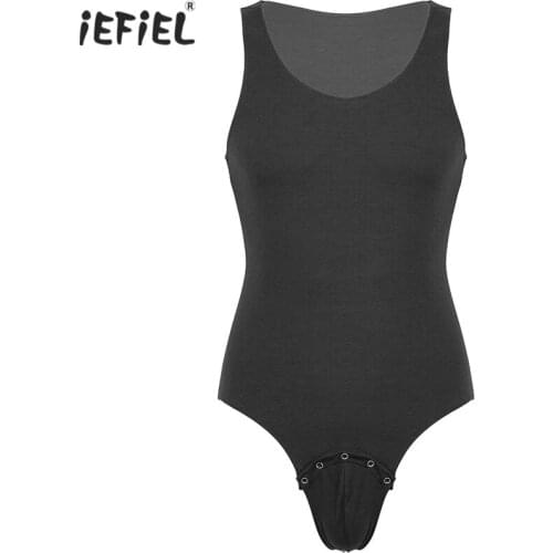 Men Vest Shirt Teddies Bodysuits Press Button Crotch High Cut Jumpsuit Bodysuit Soft Sleeveless Workout Gym Fitness Sports Wear