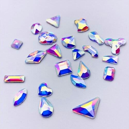 Multiple Special Shape Crystal AB Hotfix Rhinestones Flatback Glass Strass For Shoes Bags Nails Fabric Garment Decoration DIY