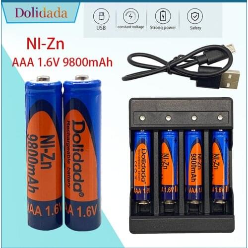 New Ni-Zn AAA rechargeable battery 1.6 V 9800mah charge more stable, life is 5 times of 1.5 V series battery,can be recycled