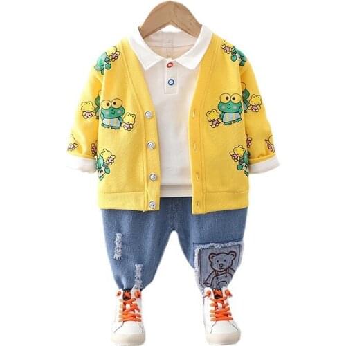 New Spring Autumn Children Clothes Baby Boys Girls Jacket T Shirt Pants 3Pcs/sets Kid Infant Clothing Toddler Cartoon Tracksuit