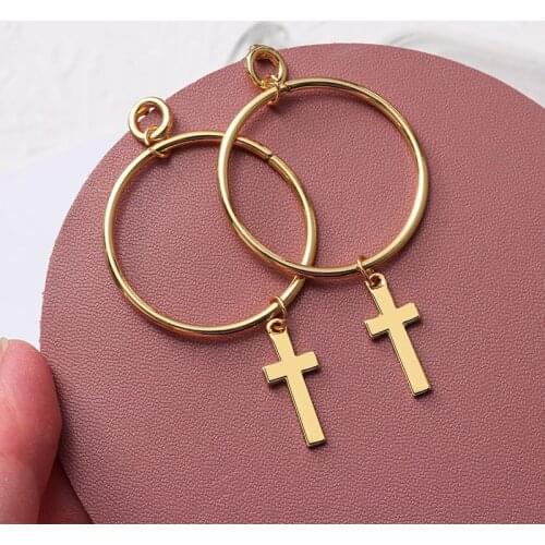 New Fashion Cross Earrings For Women Punk Jewelry For Cool Girl Drop Dangle Earrings Silver Gold Colour Friendship 2020 Gifts