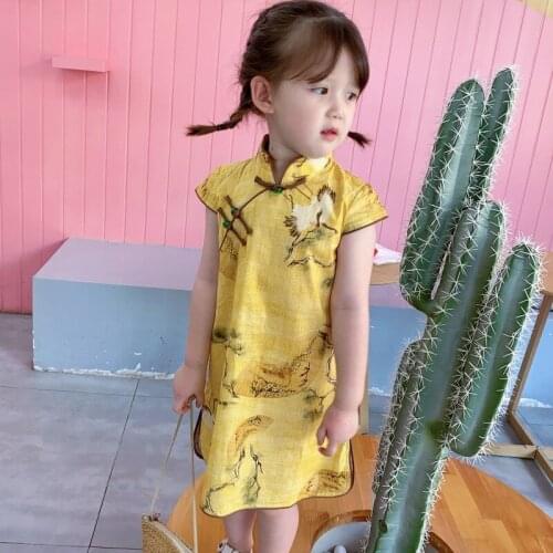 Girls' Cheongsam Dresses Childrens Chinese Clothes Tang Suits Ethnic Childrens Clothes Childrens Princess Dresses Girls Dress