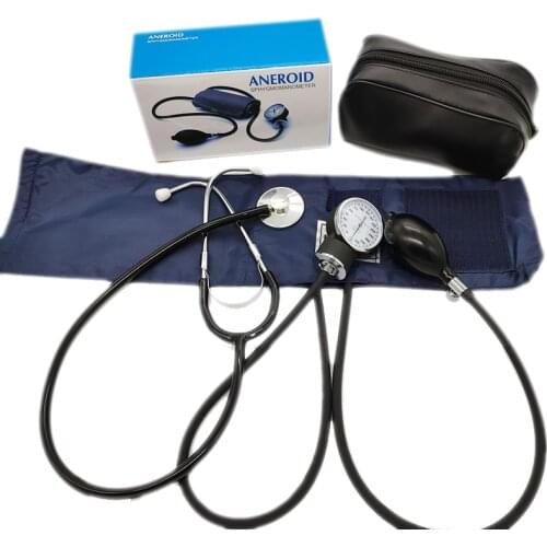 Manual Aneroid Sphygmomanometer Blood Pressure Monitor Meter Tonometer Cuff Measure Device With Stethoscope Home Medical