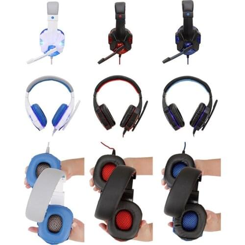 Professional Led Light Gaming Headphones for PC for PS4 Adjustable Bass Stereo PC Gamer Over Ear Wired Headset With Mic