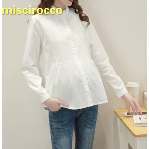 Maternity Shirt Cotton Long Sleeve Shirt Pregnant Women Shirt Simple Basis Maternity Clothes Big Size Women Clothing Spring Top