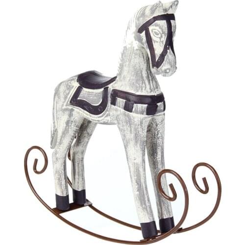 Modern Europe Style Trojan Horse Statue Wedding Decor Wood Horse Retro Home Decoration Accessories Rocking Horse Ornament Gift