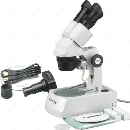 Stereo Microscope--AmScope Supplies 10X-20X-30X-60X Stereo Microscope with 3MP Digital Camera