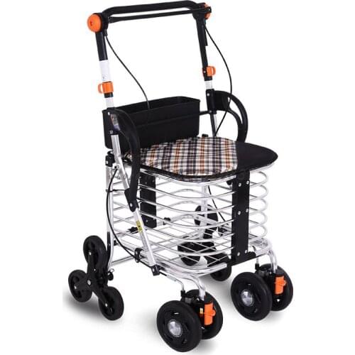 Elderly Shopping Cart Foldable And Portable Can Climb Stairs Trolley To Buy Food, Small Pull Cart Walker, Mobility Walker For Th
