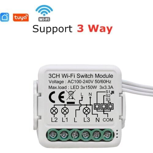 Tuya Wifi 3.0 Smart Light Switch Relay Module 1/2/3 Gang Smart Life/Tuya App Control, Works with Alexa Google Home Yandex
