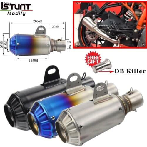 51mm Universal Motorcycle exhaust pipe muffler DB killer escape moto for R1 R6 R3 R25 MT03 Ninja250 Ninja 400 Duke RC390 S1000RR