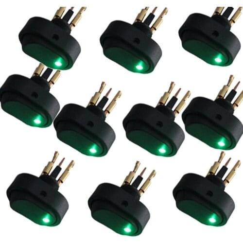10 X Green red blue yellow LED Light 12V 30Amp 30A Car Boat Auto Rocker SPST Toggle Switch