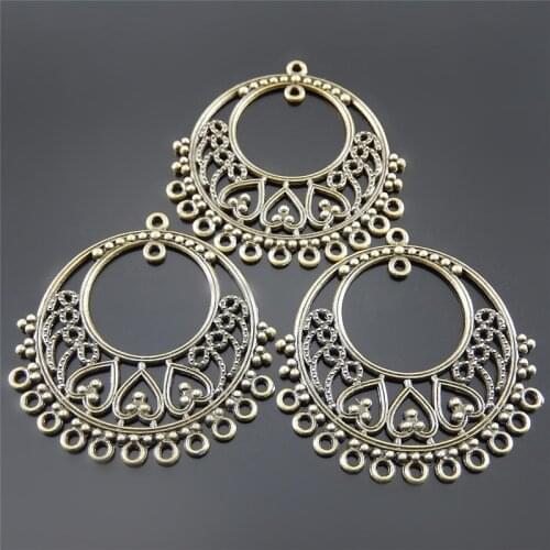 10pieces)Creative Antique Bronze Moon Necklace Pendant Hollow Alloy Bracelet Charm 41*39mm Man Jewelry Accessories Crafts 52185