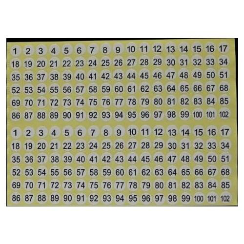15 sheets/ lot 3060pcs Diameter 10mm Small Circle Numbers stickers 1-102 each containing of 1-102 numbers paper sticker label