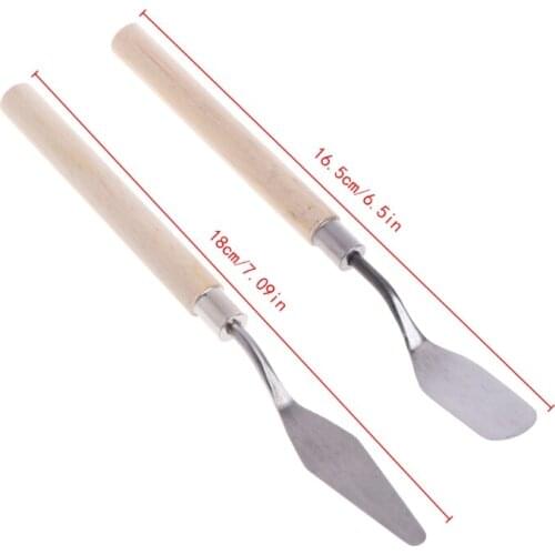 2Pcs Stainless Steel Palette Knife Spatula Scraper for Mixing Art Oil Painting L4MD