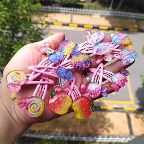 2PCS Swan Lollipop BB Clips Cartoon Kids Hairpins Baby Hair Clips Lovely Headdress Girls Hair Accessories Children Headwear