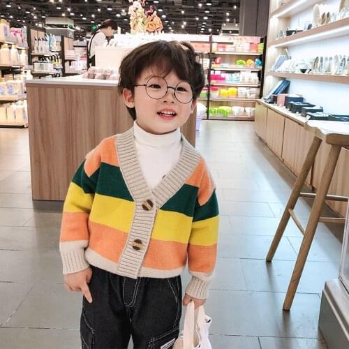 2021 In Stock Spring Autumn Tops Boys Sweater Jacket Coat Kids Knitting Overcoat Outwear Teenager Children Clothes High Quality