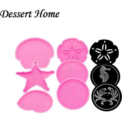 DY0963 Shell, Conch, Starfish Resin Coaster Silicon Mold Rolling Tray Molds , Silicone Resin Art Diy Mold , Epoxy Resin Mould